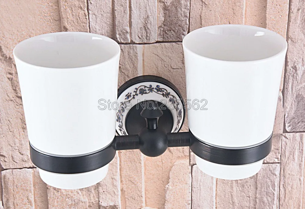 Bathroom Accessories Black Oil Rubbed Brass Wall Mounted Bathroom Toothbrush Holders Dual Ceramic Cup lba767
Bathroom Accessories Black Oil Rubbed Brass Wall Mounted Bathroom Toothbrush Holders Dual Ceramic Cup lba767