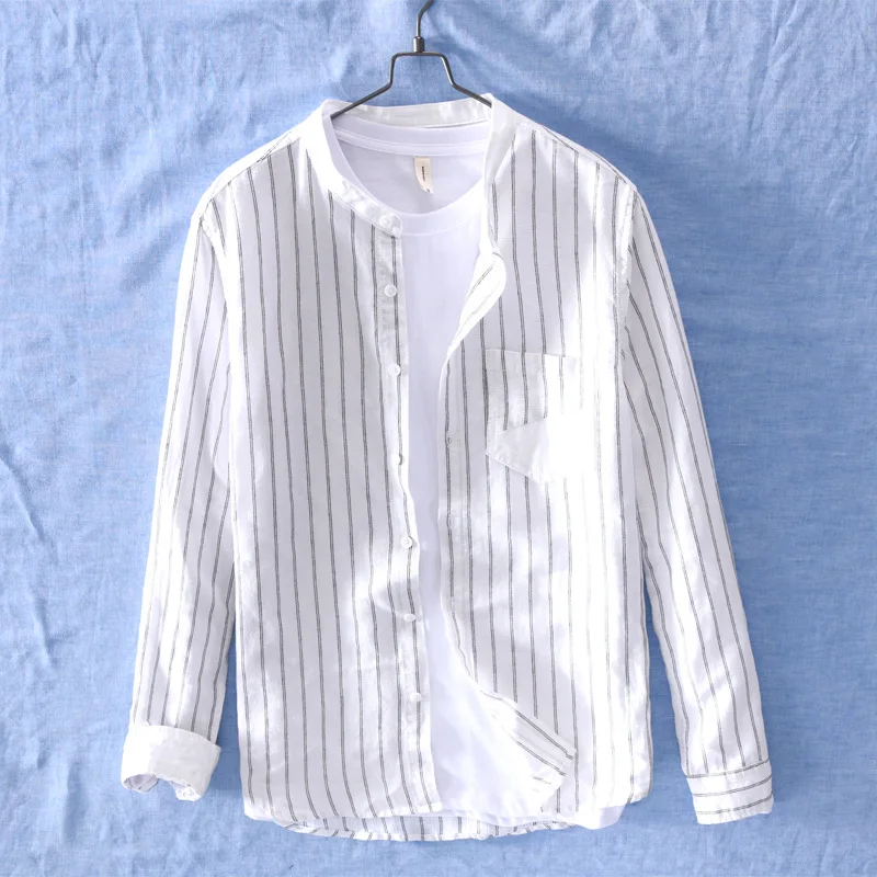 Quality Mens Linen Cotton Shirts Striped Long Sleeve Casual Shirt Men Mandarin Collar Social Business Flax Dress Shirts TS-463
Quality Mens Linen Cotton Shirts Striped Long Sleeve Casual Shirt Men Mandarin Collar Social Business Flax Dress Shirts TS-463