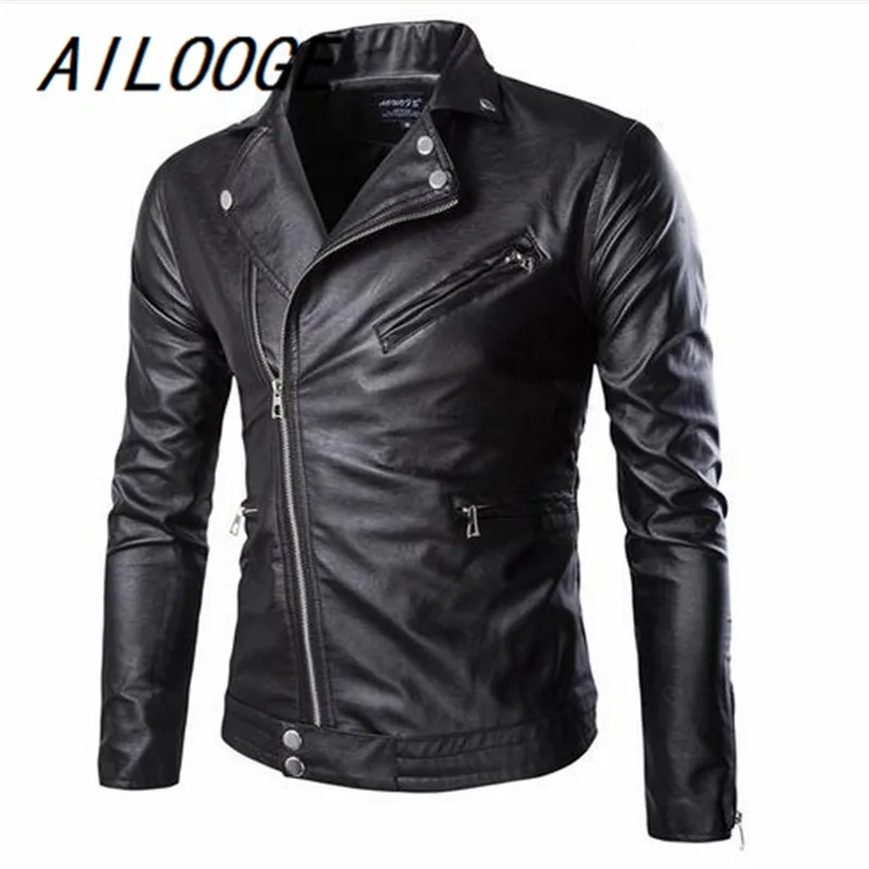AILOOGE Men's Popular Handsome PU Leather Jacket Punk New Blue Black Leather Jackets Oblique Zipper Men Chupas De Cuero Hombre
AILOOGE Men's Popular Handsome PU Leather Jacket Punk New Blue Black Leather Jackets Oblique Zipper Men Chupas De Cuero Hombre