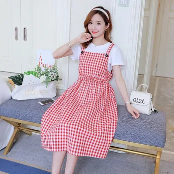 Maternity dresses spring Korean fashion plaid t-shirt dress two-pieces summer pregnant women dress pregnancy clothes vestidos
Maternity dresses spring Korean fashion plaid t-shirt dress two-pieces summer pregnant women dress pregnancy clothes vestidos