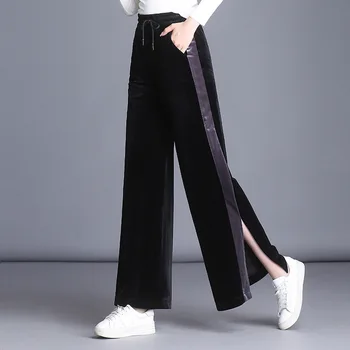 Winter Women Velvet wide leg sexy Pants Plus Size Autumn Elasitc Waist Split Trousers Female Baggy Drawstring Joggers A72607
Winter Women Velvet wide leg sexy Pants Plus Size Autumn Elasitc Waist Split Trousers Female Baggy Drawstring Joggers A72607