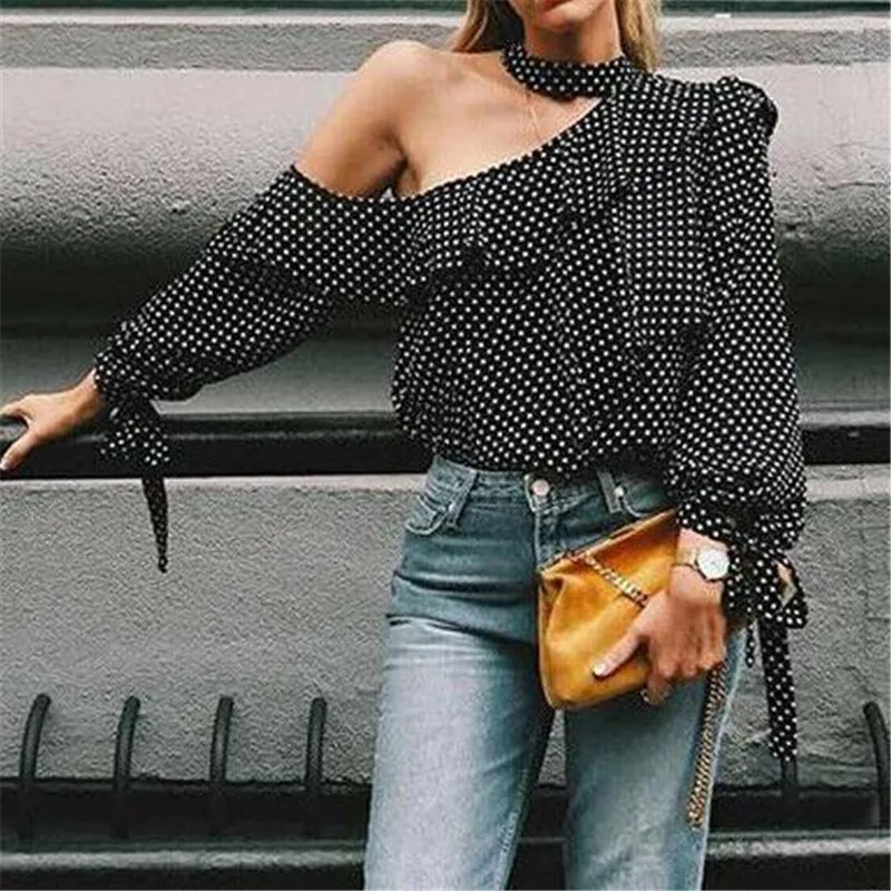 Women Blouses Sexy Off Shoulder Tops Casual O-neck Chiffon Top Jumper Pullover Polka Dot Long Sleeve Shirt Blusas Camisas Mujer
Women Blouses Sexy Off Shoulder Tops Casual O-neck Chiffon Top Jumper Pullover Polka Dot Long Sleeve Shirt Blusas Camisas Mujer