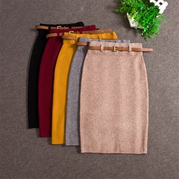 2016 Autumn Winter New Sexy Elegant Slim Bodycon Bandage Knitted High Waisted Women Knee Length Pencil Skirt Office With Belt
2016 Autumn Winter New Sexy Elegant Slim Bodycon Bandage Knitted High Waisted Women Knee Length Pencil Skirt Office With Belt