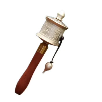 19.5cm Wooded Silver Handle Alloy Metal Tibetan Suppliers Tranic Exquisite Design Six Words Mantra Hand Cranking Prayer Wheel
19.5cm Wooded Silver Handle Alloy Metal Tibetan Suppliers Tranic Exquisite Design Six Words Mantra Hand Cranking Prayer Wheel