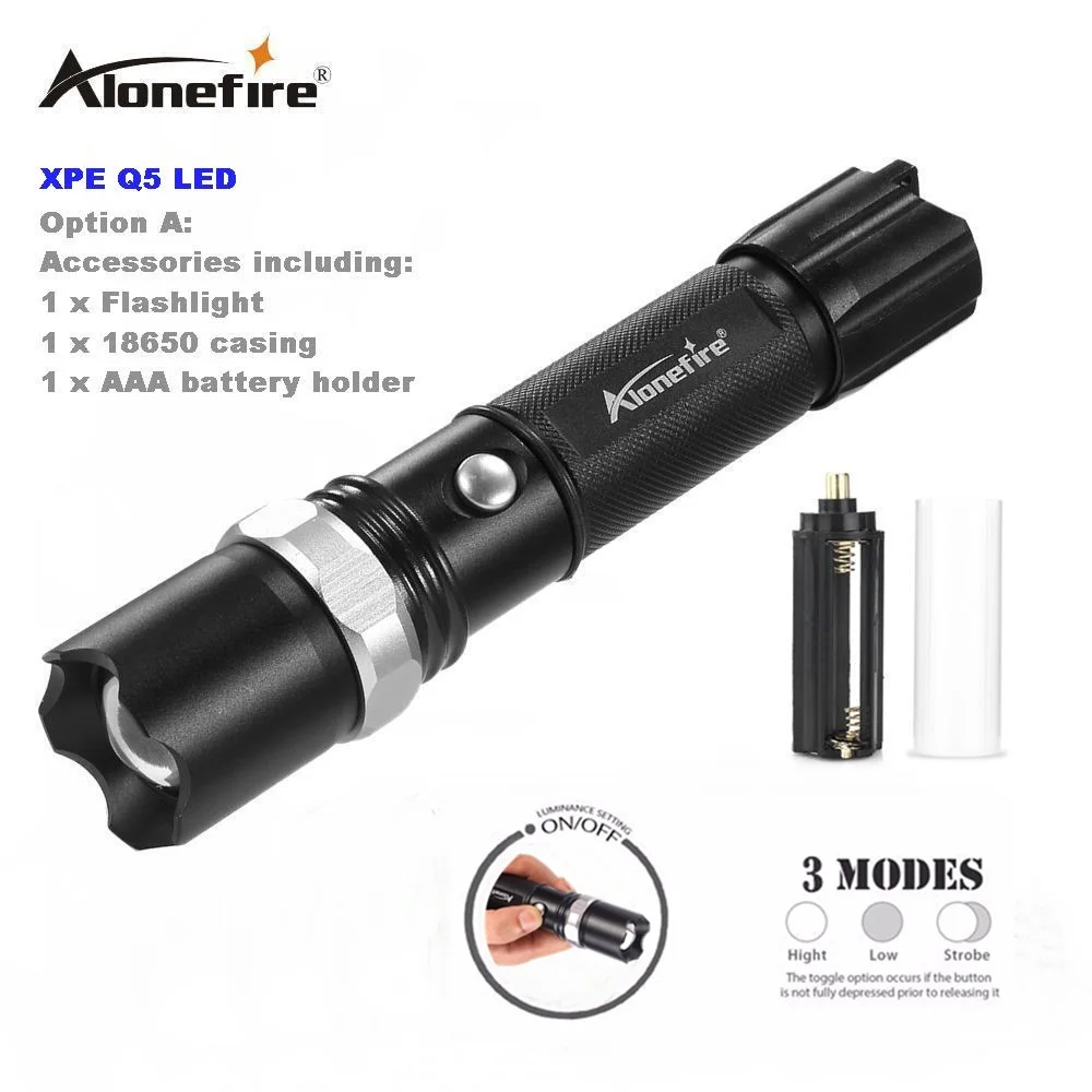 AloneFire TK107 CREE xpe Q5 LED 3Mode Powerful Outdoor Travel Tactical Flashlight Torch Mini Zoom Rechargeable For 18650 or AAA
AloneFire TK107 CREE xpe Q5 LED 3Mode Powerful Outdoor Travel Tactical Flashlight Torch Mini Zoom Rechargeable For 18650 or AAA