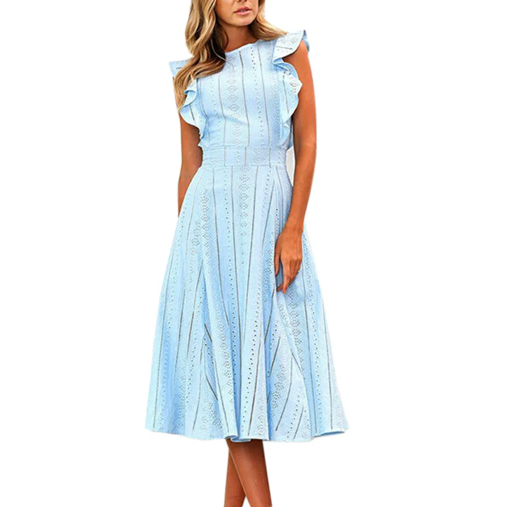 Dress For Women Lace Eyelet Summer Vintage Ruffled Sleeve Dresses O Neck Elegant Office Ladies Dresses Vestidos De Festa #SS
Dress For Women Lace Eyelet Summer Vintage Ruffled Sleeve Dresses O Neck Elegant Office Ladies Dresses Vestidos De Festa #SS