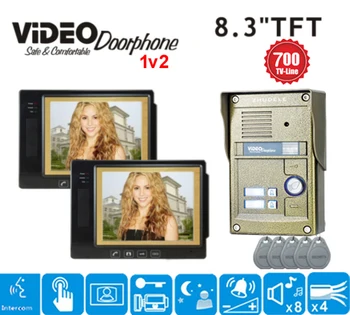 ZHUDELE 2-apartment 8.3" Display Wired Video Door Phone Touch button Doorbell Intercom & Night Vision camera with inductive card
ZHUDELE 2-apartment 8.3" Display Wired Video Door Phone Touch button Doorbell Intercom & Night Vision camera with inductive card