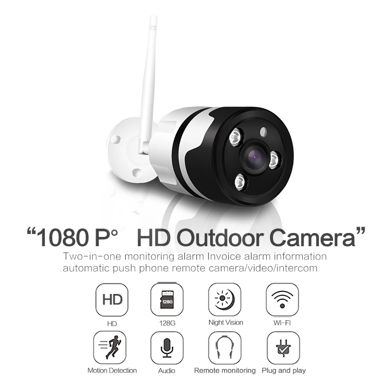 2MP 1080P HD Outdoor Wifi Camera Waterproof IP66 Two in One Support Motion detection and IR Night vision SD card maximum 128G |