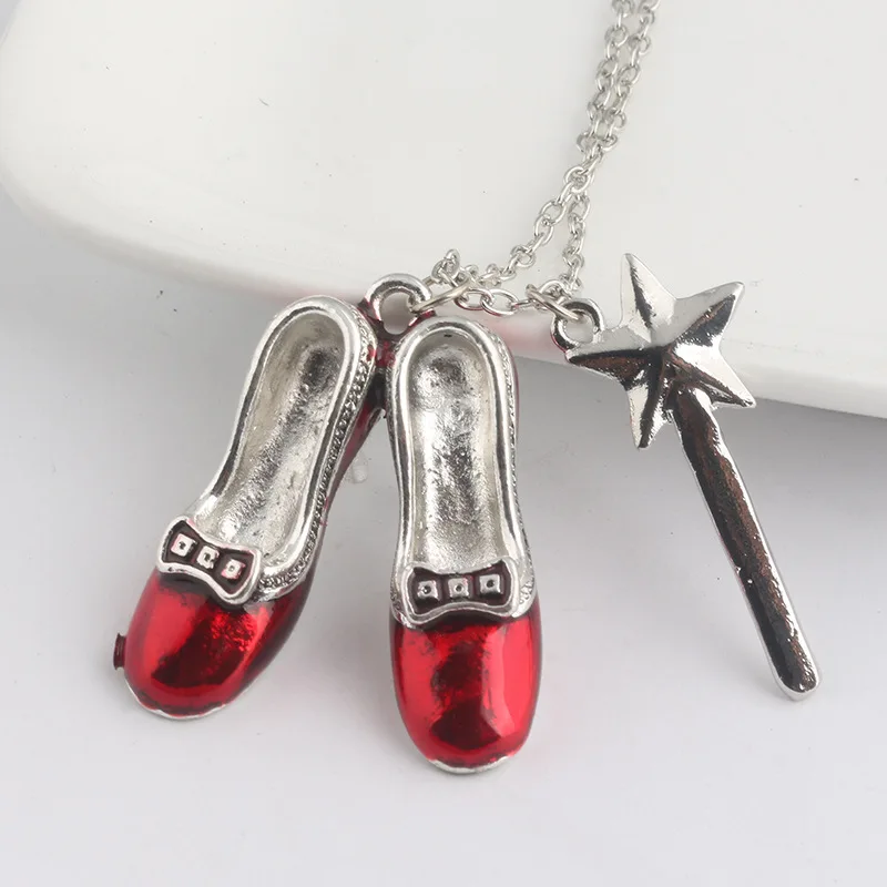 Dorothy Red Slippers Pendant Necklace Wizard of Oz Necklace Red Shoes Magic Wand Necklaces Pendants Wicked Jewelry
Dorothy Red Slippers Pendant Necklace Wizard of Oz Necklace Red Shoes Magic Wand Necklaces Pendants Wicked Jewelry