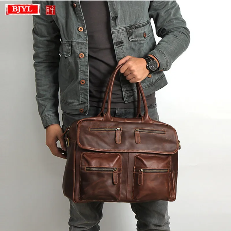 Retro leather portable men's handbag business laptop briefcase crazy horse leather shoulder Messenger bag travel computer bags
Retro leather portable men's handbag business laptop briefcase crazy horse leather shoulder Messenger bag travel computer bags