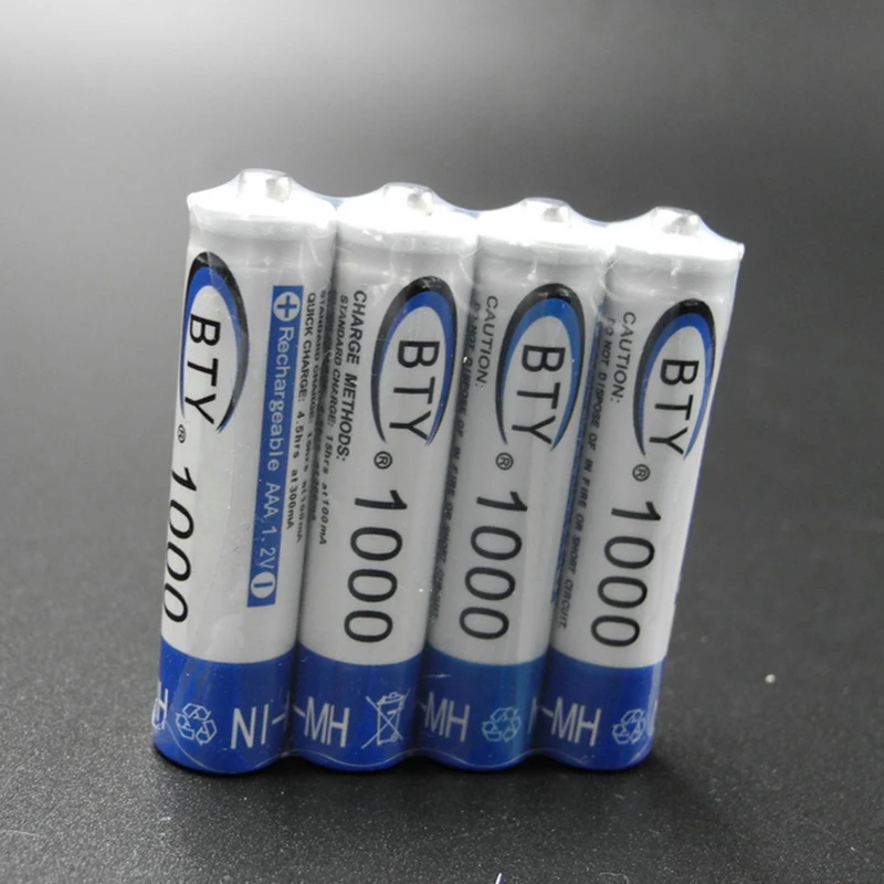 High Quality 100Pcs BTY Rechargeable AAA 1.2V Batteries 1000mAh NIMH Battery Real Capacity 10440 Bateria For Flashlight Torch
High Quality 100Pcs BTY Rechargeable AAA 1.2V Batteries 1000mAh NIMH Battery Real Capacity 10440 Bateria For Flashlight Torch
