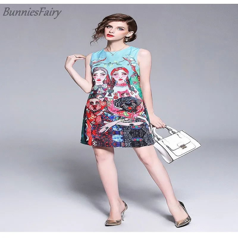 2018 Summer New Arrival Cartoon Pattern Sleeveless Above Knee O-Neck Tank Style A-Line Vintage and Casual Dress
2018 Summer New Arrival Cartoon Pattern Sleeveless Above Knee O-Neck Tank Style A-Line Vintage and Casual Dress