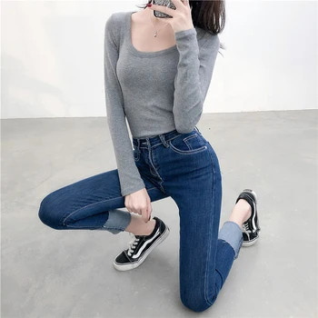 High Waist Jeans Women Blue Plus Size Jeans 2019 New Spring Summer Korean Office Fashion Slim Pencil Pants Jeans Feminina LD733
High Waist Jeans Women Blue Plus Size Jeans 2019 New Spring Summer Korean Office Fashion Slim Pencil Pants Jeans Feminina LD733