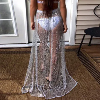Comfortable Women Summer Beach Party Sexy Cover up Sequins See Through Transparent Split Skirt
Comfortable Women Summer Beach Party Sexy Cover up Sequins See Through Transparent Split Skirt