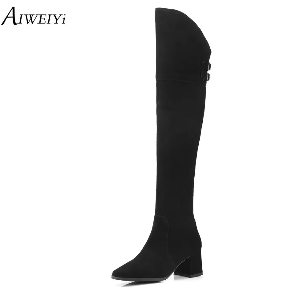 AIWEIYi Women Boots Suede Leather Over The Knee Boots Square Toe Hoof Heels High Heels Ladies Boots Black Motorcycle Boots
AIWEIYi Women Boots Suede Leather Over The Knee Boots Square Toe Hoof Heels High Heels Ladies Boots Black Motorcycle Boots