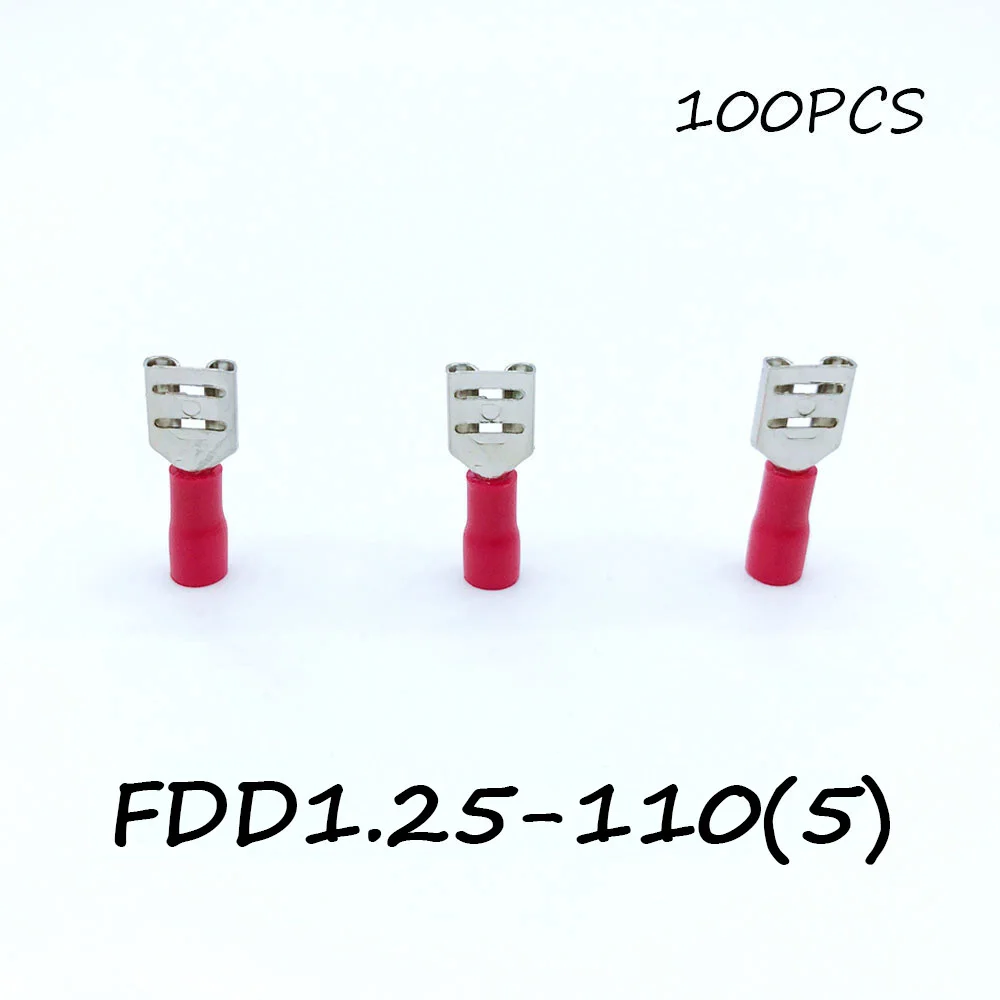 Insulated Female Disconnector FDD1.25-110(5) 100PCS/Pack Red Spade Quick Electrical Connector Crimp Wire Terminal AWG Terminator
Insulated Female Disconnector FDD1.25-110(5) 100PCS/Pack Red Spade Quick Electrical Connector Crimp Wire Terminal AWG Terminator