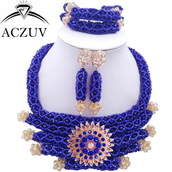 ACZUV Royal Blue African Beads Jewelry Set for Women Nigerian Wedding Necklace Bridal Jewelry Sets BZK002
ACZUV Royal Blue African Beads Jewelry Set for Women Nigerian Wedding Necklace Bridal Jewelry Sets BZK002