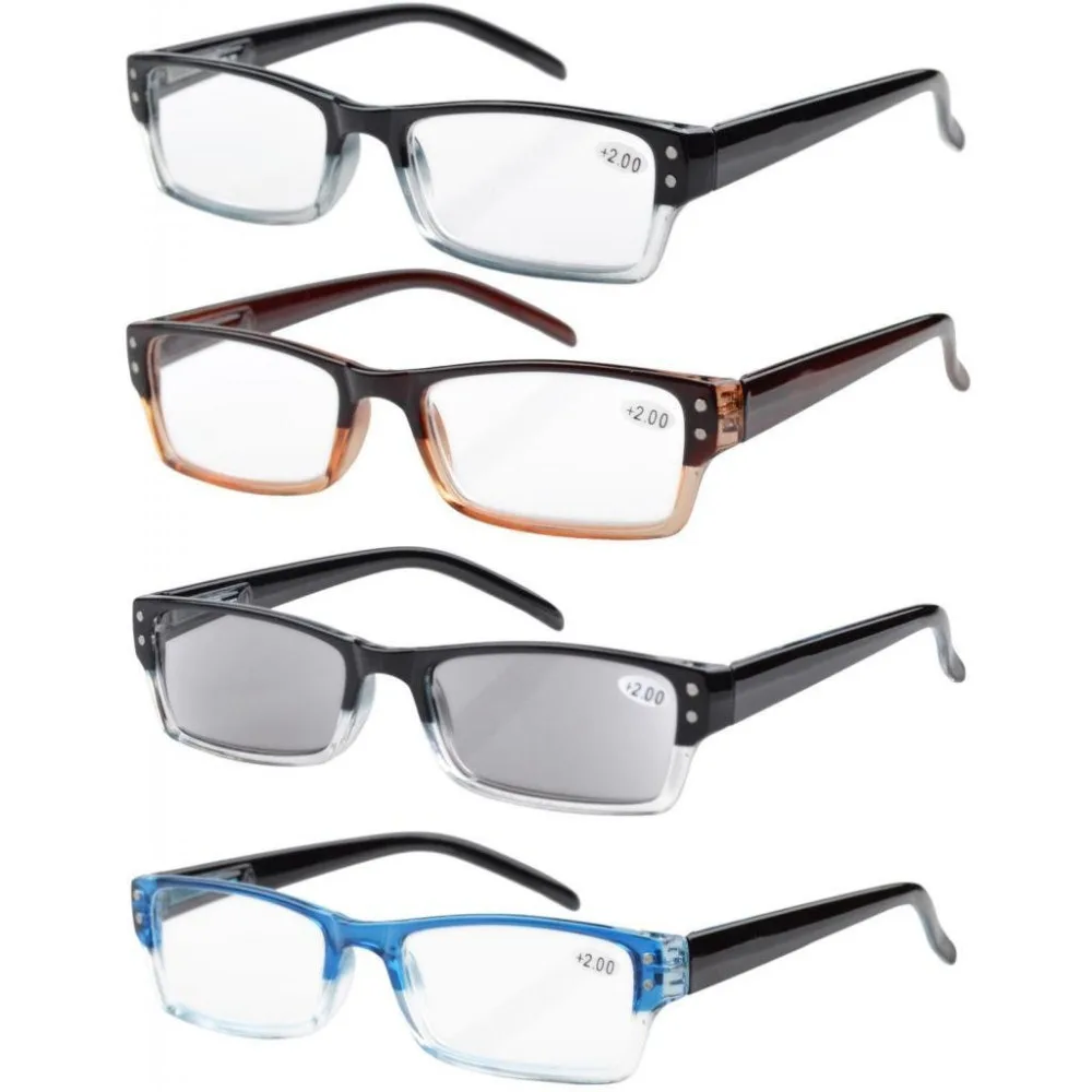 4-pack Spring Hinges Rectangular Reading Glasses For Women Man R012 +1.00/1.25/1.50/1.75/2.00/2.25/2.50/2.75/3.00/3.50/4.00
4-pack Spring Hinges Rectangular Reading Glasses For Women Man R012 +1.00/1.25/1.50/1.75/2.00/2.25/2.50/2.75/3.00/3.50/4.00