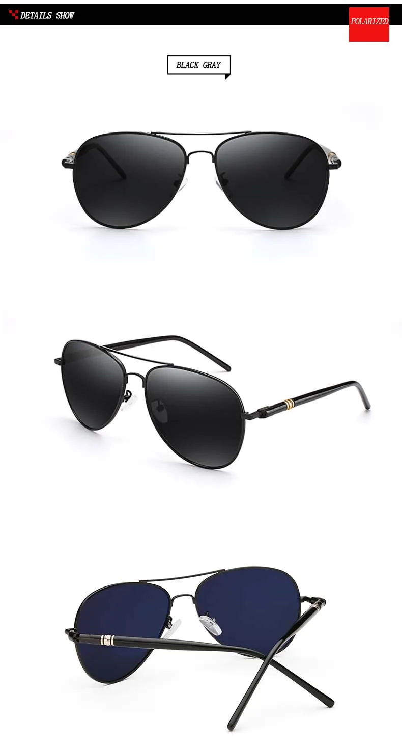 Aviation Metail Frame Quality Oversized Spring Leg Alloy Men Sunglasses Polarized Brand Design Pilot Male Sun Glasses Driving Sadoun.com