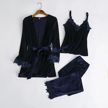 2020 Women Velvet Sleepwear 3PCS Pajamas Pyjamas Set Autumn Female Warm Floral Trim Nightwear Thick Home Wear Lingerie Suit
2020 Women Velvet Sleepwear 3PCS Pajamas Pyjamas Set Autumn Female Warm Floral Trim Nightwear Thick Home Wear Lingerie Suit