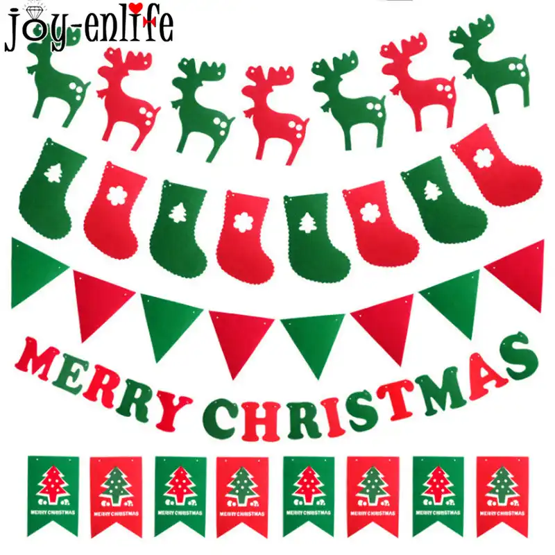 merry christmas fabric floral bunting banner navidad 2019