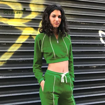 2019 Autumn Women Reflective Two Pieces Sets Outfits Green Patchwork Ctop Top Sweatshirts Elastic Drawstring Pants Tracksuits
2019 Autumn Women Reflective Two Pieces Sets Outfits Green Patchwork Ctop Top Sweatshirts Elastic Drawstring Pants Tracksuits