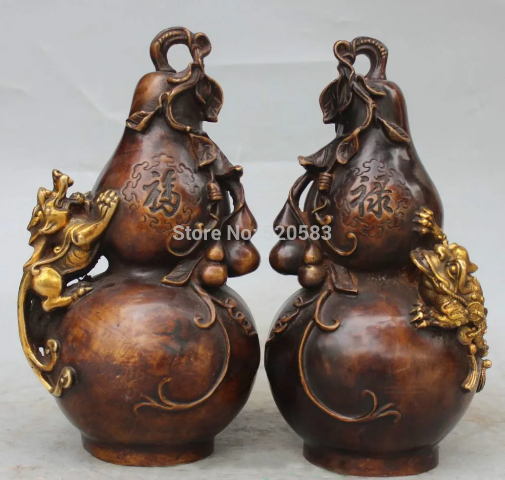 free 10" Marked Bronze Gilt Wealth Pixiu Calabash Cucurbit Gourd Leaf pair Statue fast
free 10" Marked Bronze Gilt Wealth Pixiu Calabash Cucurbit Gourd Leaf pair Statue fast