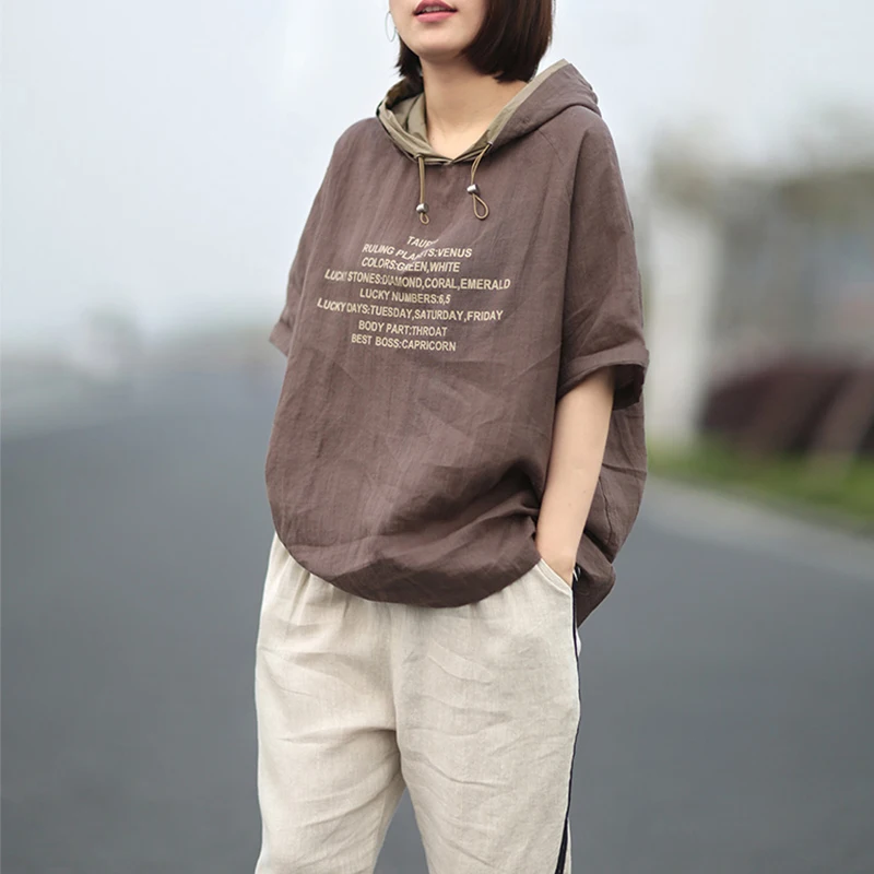 Johnature 2019 Casual Print Letter Hooded Collar Loose Hoodies New Summer Pullover Confortable Short Sleeve Women Hoodies
Johnature 2019 Casual Print Letter Hooded Collar Loose Hoodies New Summer Pullover Confortable Short Sleeve Women Hoodies