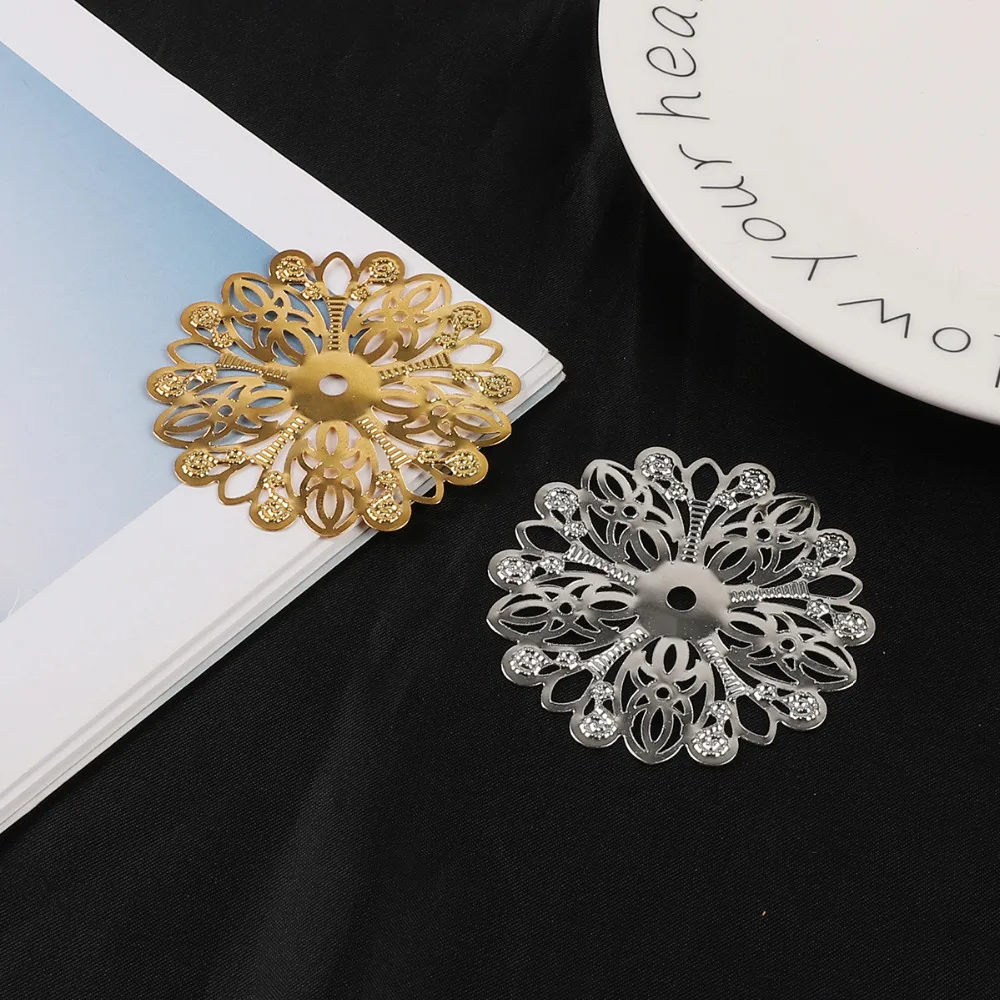 4pcs/lot Dia 5.2cm Gold/Rhodium Plated Tone Filigree Connectors Metal Craft Gift Decoration DIY Jewelry Making | Украшения и