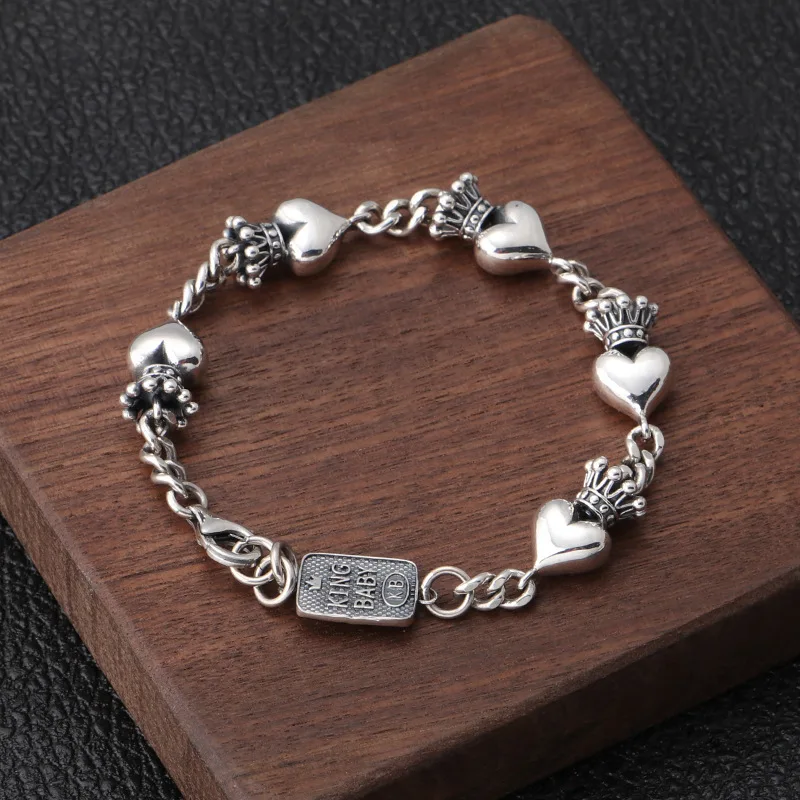 Wholesale s925 pure silver crown popular personality love male lady bracelet Vintage silver ornament
Wholesale s925 pure silver crown popular personality love male lady bracelet Vintage silver ornament