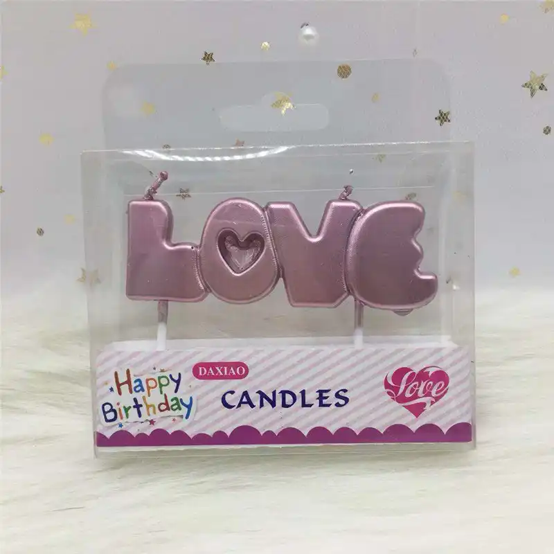 1 pcs beautiful letter love happy birthday candle cake topper