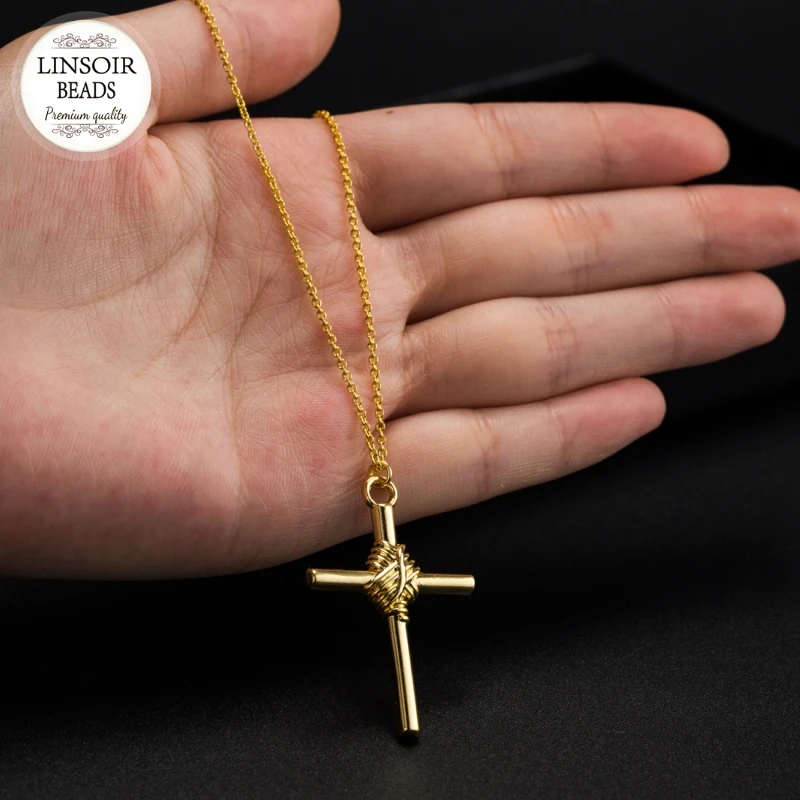 LINSOIR 1Pcs/lot Jewelry Cross pendent Necklaces For Women Men Copper Golden Color Pendant Prayer Necklaces Free Shipping
LINSOIR 1Pcs/lot Jewelry Cross pendent Necklaces For Women Men Copper Golden Color Pendant Prayer Necklaces Free Shipping