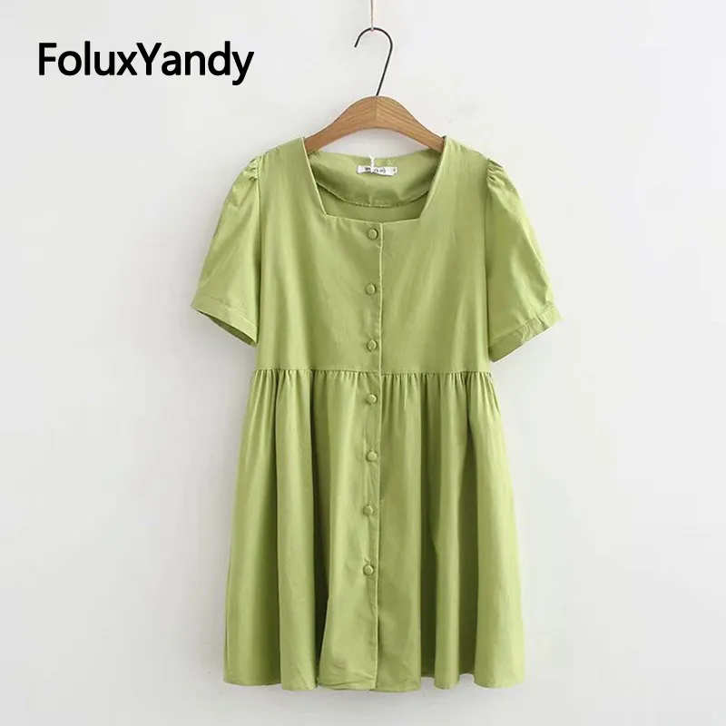 Sweet Dress Girls Vestidos Square Collar Single Breasted Plus Size Women Summer Short Sleeve Dress Green KKFY3820
Sweet Dress Girls Vestidos Square Collar Single Breasted Plus Size Women Summer Short Sleeve Dress Green KKFY3820