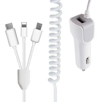 12-24V Fast Car Charger with 3-In-1 Splitter USB Charging Cable LED indicator charger For Micro-USB Android Phones iPhone Type-C
12-24V Fast Car Charger with 3-In-1 Splitter USB Charging Cable LED indicator charger For Micro-USB Android Phones iPhone Type-C