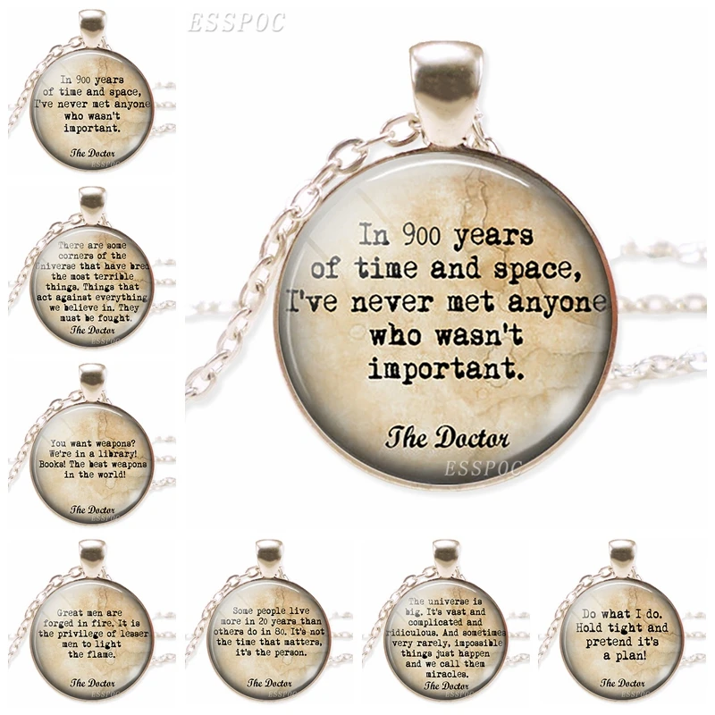 Doctor Who Quote Necklace Silver Plated Dr Who Quote Glass Dome Pendant Jewelry Gallifreyan Time Lord Necklace for Women
Doctor Who Quote Necklace Silver Plated Dr Who Quote Glass Dome Pendant Jewelry Gallifreyan Time Lord Necklace for Women
