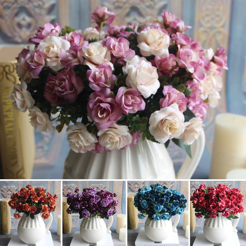 Image Austin 15 heads Silk Flowers Artificial Rose Wedding Party Home Floral Decor Flower Arrangement Peony