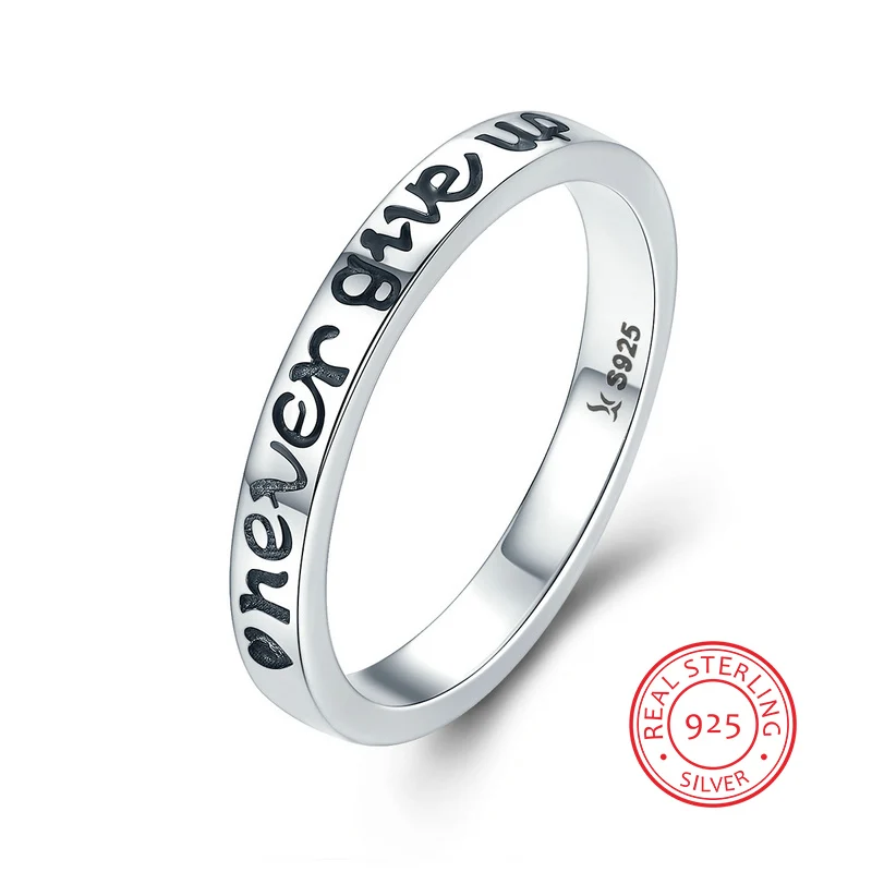Unique Stamped Never Give Up New Arrival 925 Sterling Silver Rings for Men Women Friends Couple Birthday Gifts Size6-8
Unique Stamped Never Give Up New Arrival 925 Sterling Silver Rings for Men Women Friends Couple Birthday Gifts Size6-8