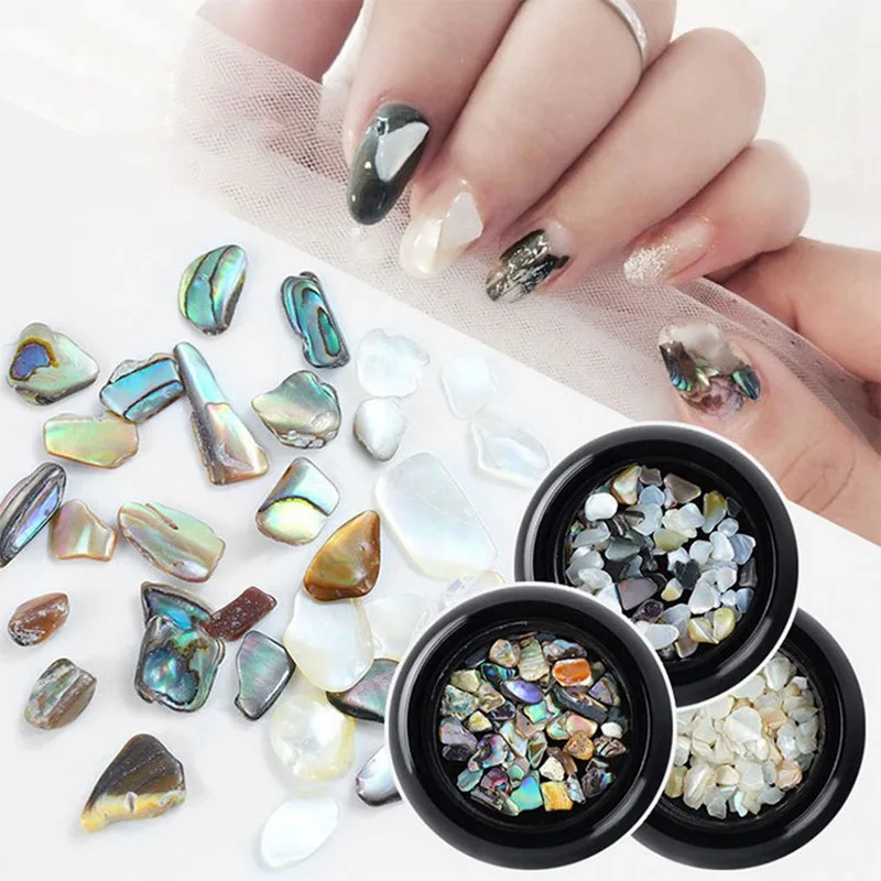 2019 New 1Box Manicure Natural Shell 3D Nail Art Decoration Irregular Abalone Shell Powder Nail Ornament Powder Accessories
2019 New 1Box Manicure Natural Shell 3D Nail Art Decoration Irregular Abalone Shell Powder Nail Ornament Powder Accessories