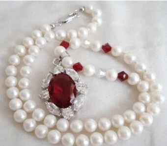 bjc 000841 Real White Pearl 18KWGP Red Cubic Zirconia Ruby Crystal Pendant Necklace
bjc 000841 Real White Pearl 18KWGP Red Cubic Zirconia Ruby Crystal Pendant Necklace