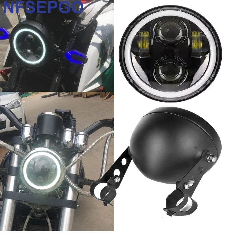 Black 5.75 inch 12V Projector Motor LED Headlight for harley Sportster,Street Bob,Dyna,883 5-3/4 motorcycle headlamp for Softail
Black 5.75 inch 12V Projector Motor LED Headlight for harley Sportster,Street Bob,Dyna,883 5-3/4 motorcycle headlamp for Softail
