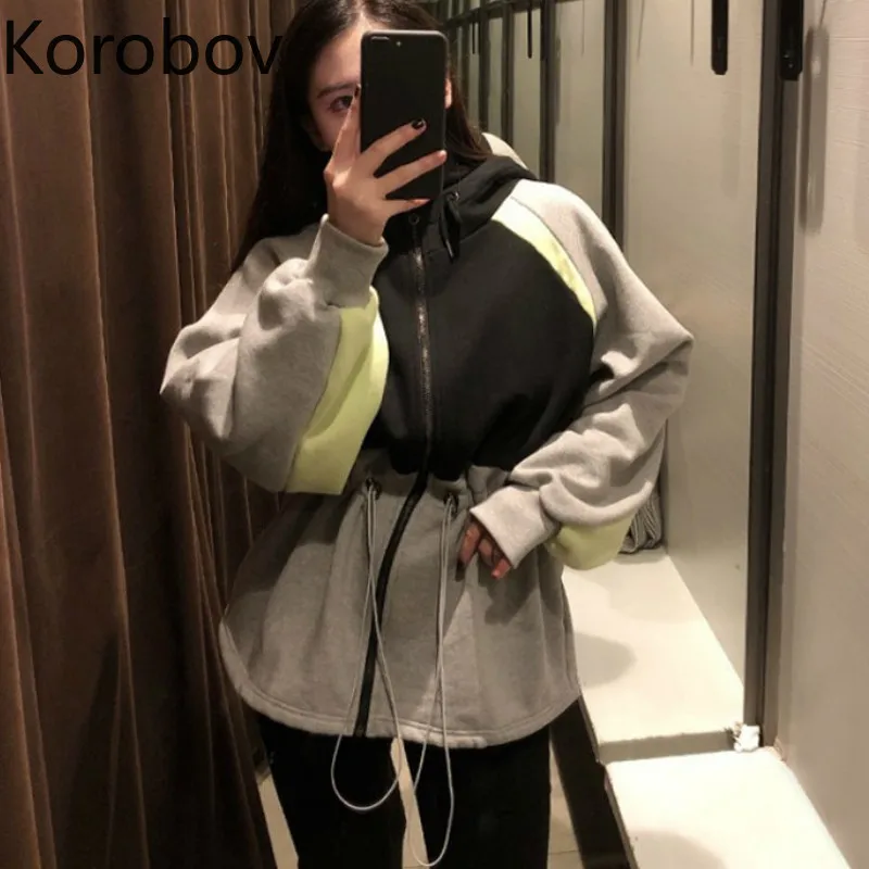 Korobov 2019 New Spring Auttum Hit Color Patchwork Casual Women Coats Jackets Hooded O-neck Drawstring Female Coat Jacket 77622
Korobov 2019 New Spring Auttum Hit Color Patchwork Casual Women Coats Jackets Hooded O-neck Drawstring Female Coat Jacket 77622