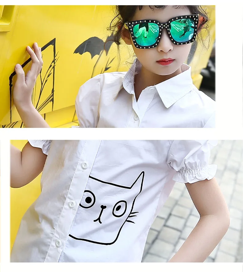 fashion character school big girls shirts 2018 short sleeve tops children white little girls summer baby blouses for big girls clothing 4 5 6 7 8 9 10 11 12 13 14 15 16 Years little teenage girls shirts blouses clothes (3)