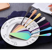 7 cor de aço inoxidável borda serrilhada bolo lâmina cortador pizza servidor bolo pá cozinha cozimento pastelaria espátulas(China)