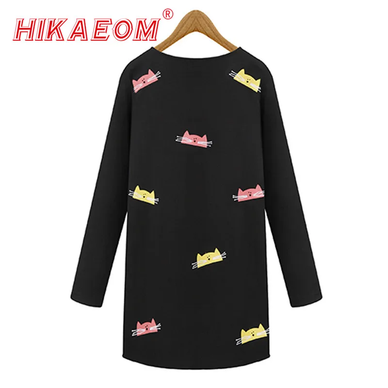 Plus Size Loose Dresses Thin Long Sleeve Base Cartoon Cat Pattern Dress Income Woman Wholesale Dollar Price 2018
Plus Size Loose Dresses Thin Long Sleeve Base Cartoon Cat Pattern Dress Income Woman Wholesale Dollar Price 2018