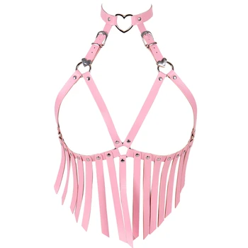 Pink Leather Tassel Bra Boho Harajuku Female Harness Body Cage Lingerie Fashion Suspender Chest Belt Adjustable Dance Rave Wear
Pink Leather Tassel Bra Boho Harajuku Female Harness Body Cage Lingerie Fashion Suspender Chest Belt Adjustable Dance Rave Wear