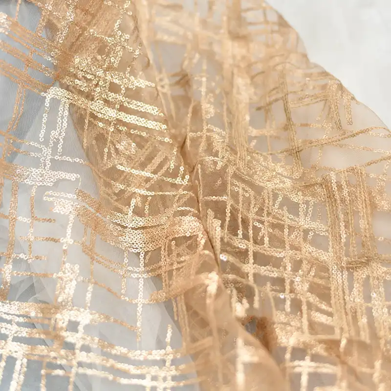 50cm X150cm Embroidery Stripe Sequin Glitter Tulle Fabric For Veil