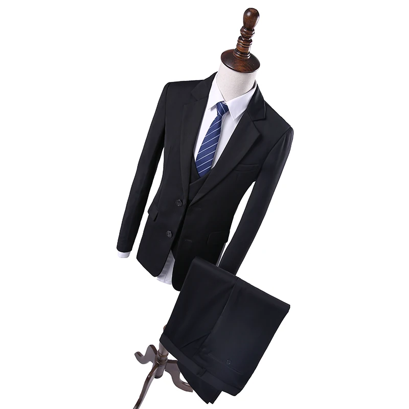 Мужские костюмы для свадьбы Ropa De Hombre плоские приталенные черные индивидуальный