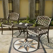3-piece gird pattern cast aluminum all weather outdoor chair and table gird design garden furniture indoor decor
3-piece gird pattern cast aluminum all weather outdoor chair and table gird design garden furniture indoor decor