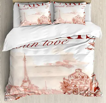Paris Decor Duvet Cover Set Vintage Watercolor Style Paris with Tour Eiffels and Old Streets Artistic Image 4 Piece Bedding Set
Paris Decor Duvet Cover Set Vintage Watercolor Style Paris with Tour Eiffels and Old Streets Artistic Image 4 Piece Bedding Set