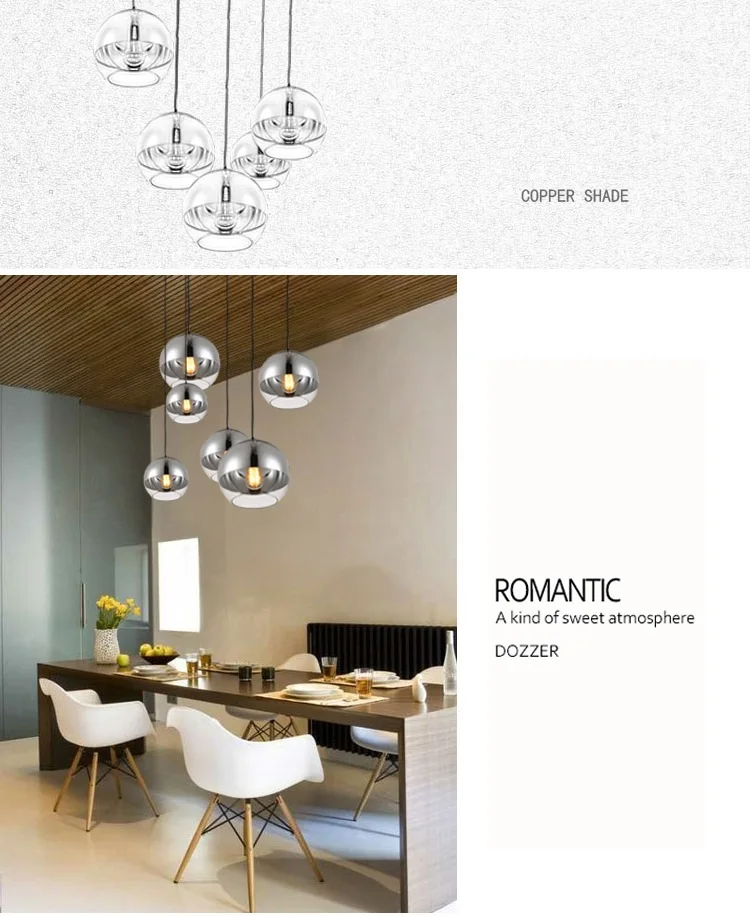 LuKLoy Modern Pendant Light Silver Glass Ball Pendant Lamp Kitchen Island Hanging Lamp Loft Bedside Suspension Lighting Fixtures (7)